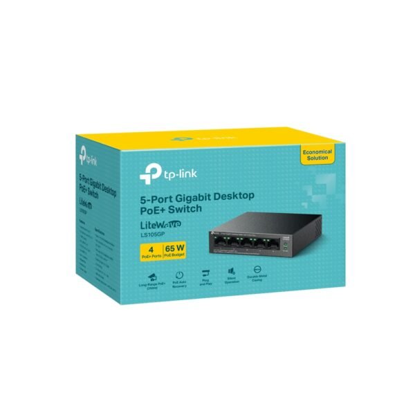 TP-Link TL- LS105GP 5-Port Gigabit Desktop Switch with 4-Port PoE+ - Image 2