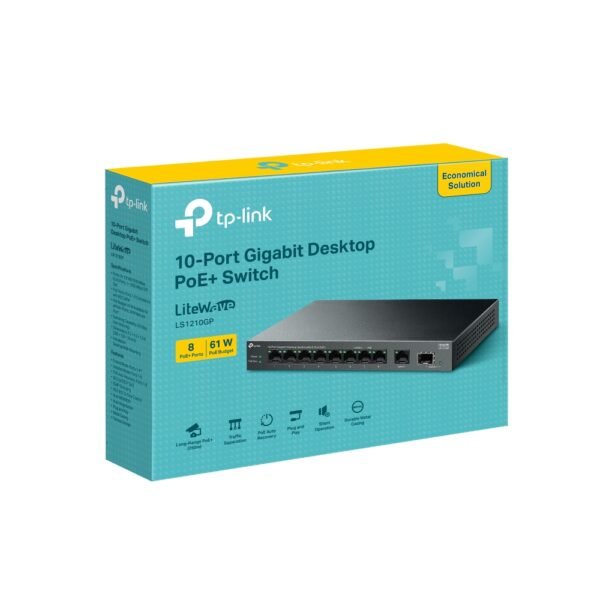 Tp-Link TL-LS1210GP 10-Port Gigabit Desktop Switch with 8-Port PoE+ - Image 3